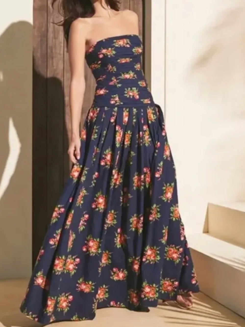 Cara Cara Navy Floral Strapless Maxi Dress
